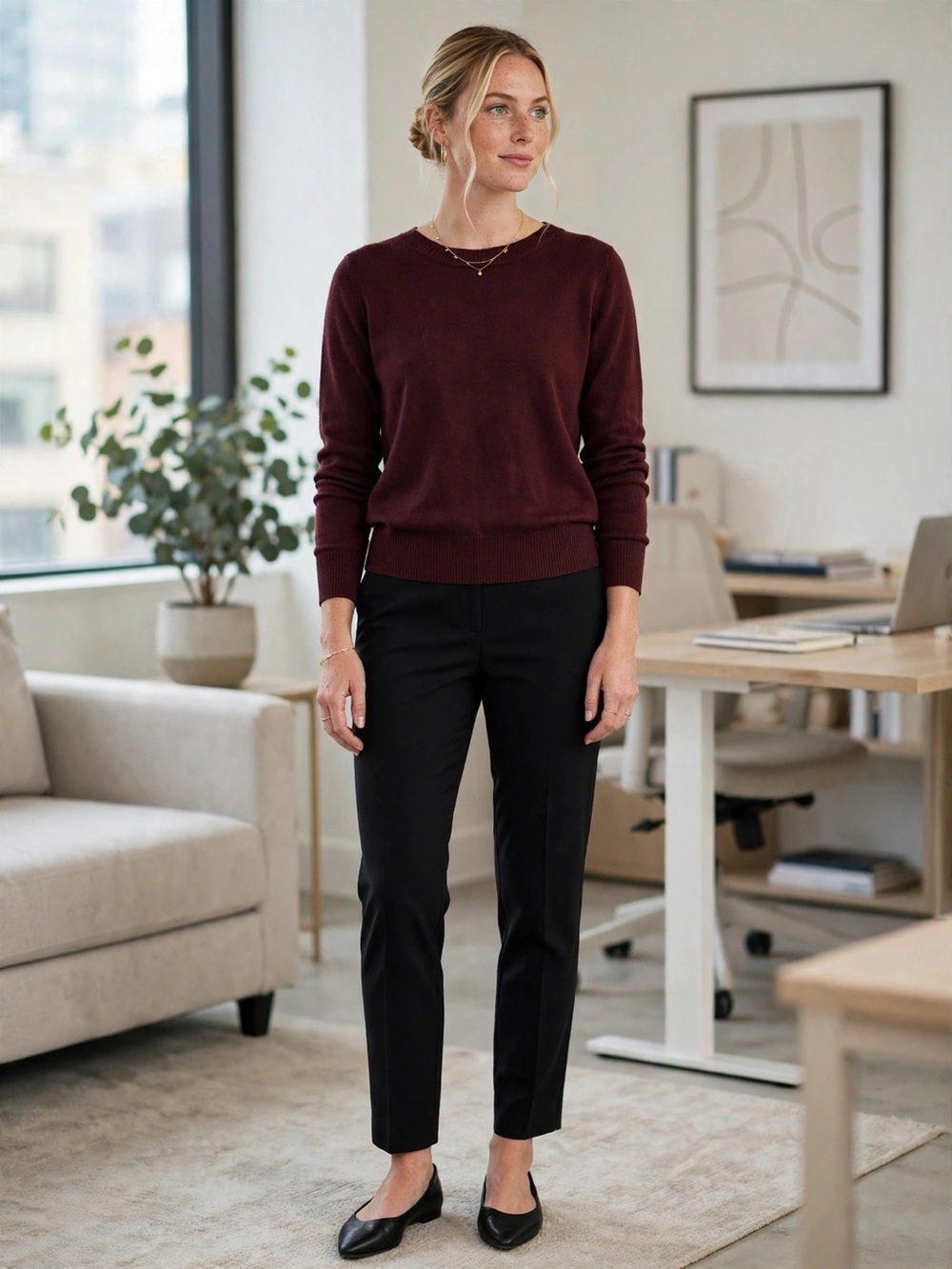 Cleo Burgundy Boat Neck Sweater Office Workwear Fall Knit Plus Size | XL
